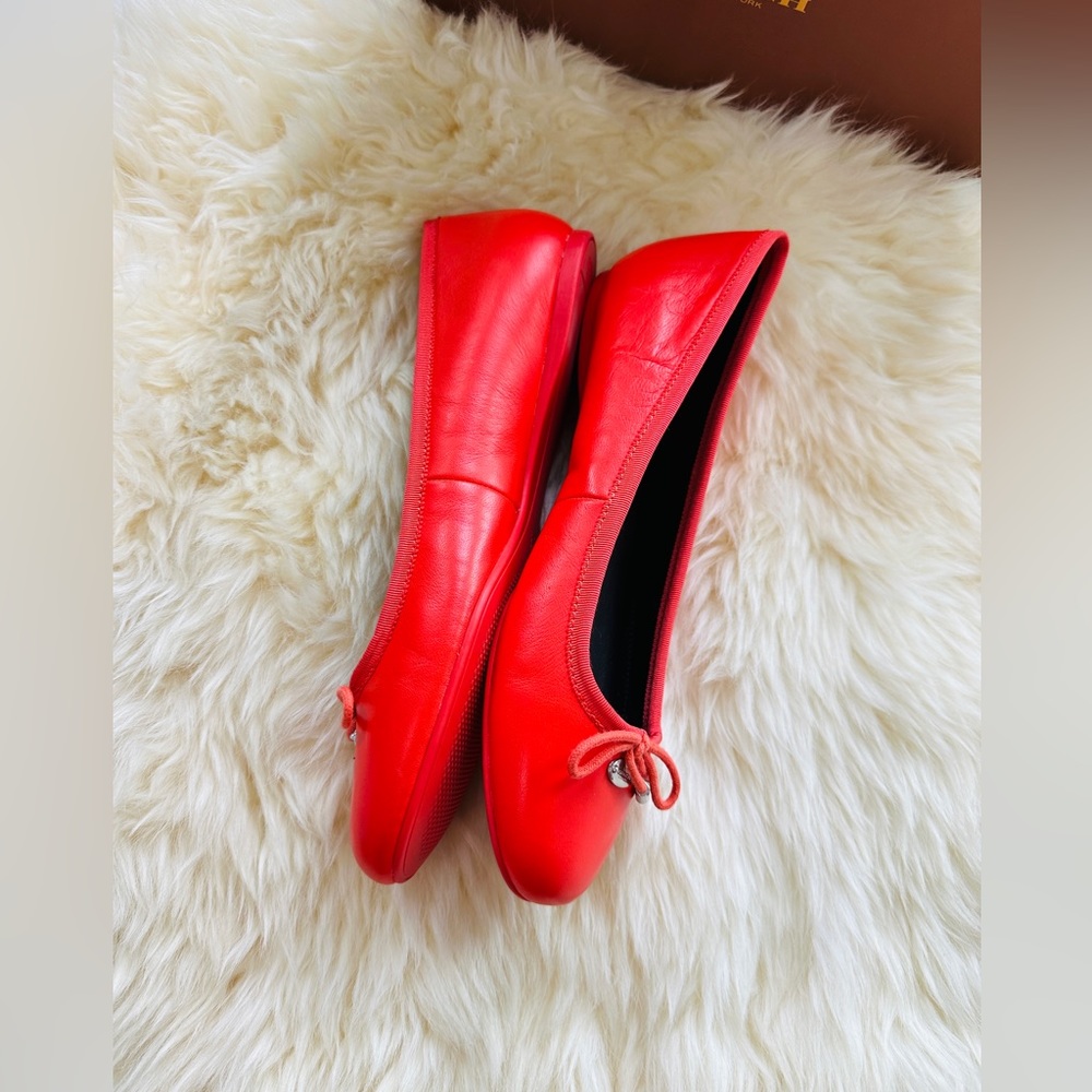 Authentic Coach Orange Genuine Leather Ballerina Shoes Size 8.5 - Picture 8 of 11